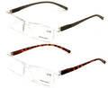 2 Pairs Lightweight Transparent Frame Clear Rectangular Readers Reading Glasses - Vision World