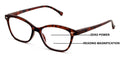 Women 2 Tone Cateye Clear Progressive Reading Glasses - Zero Power On Top Reader