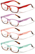 4 Pairs Women 2 Tone Colorful Translucent Tortoise Lightweight Reading Glasses