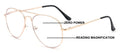 Metal Tear Drop Progressive Reading Glasses - Zero Power On Top - Clear No Line