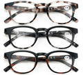 3 Pairs Round Keyhole Reading Glasses for Men & Women – Spring Hinge, Clear Lens