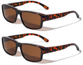 2 Pairs of Rectangular Polarized Fit Over Sunglasses Wear Over Eyeglasses Unisex