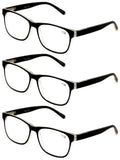 3 Pairs Matte Translucent Classic Reader - Spring Hinge - Unisex Reading Glasses - Vision World