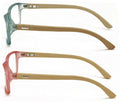 2 Pairs Geniune Bamboo Women Reading Glasses - Fun Color Clear Lens Reader 7015