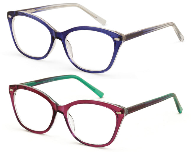 2 Pairs Women Optical Frame Translucent Fashion Reading Glasses Reader ZT105