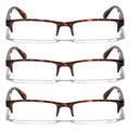 3 Pairs Rectangular Half Rim Reading Glasses - Simple Classic Clear Lens Reader - Vision World
