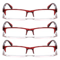3 Pairs Rectangular Half Rim Reading Glasses - Simple Classic Clear Lens Reader - Vision World