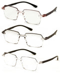 3 Pairs of Rimless Hexagon lightly tinted anti-blue reading glasses - UV Protect