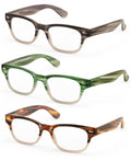 3 Pairs Men or Women Bold Thick Reading Glasses 2 Tone Mica Marble Reader ZT107