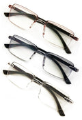 3 Pairs Men’s Lightweight Blue Light Blocking Reading Glasses – Rimless Rectangl