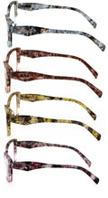 4-Pack Women’s Cat Eye Reading Glasses – Trendy Marbled Frame Readers Clear Lens