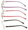 3 Pairs Women’s Rimless Octagon Reading Glasses – Lightly Tinted Lens, Anti Blue