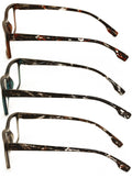 3-Pack Rectangular Reading Glasses for Men – with Mosaic Pattern Temples - Clear