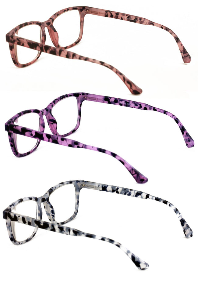 3 Pairs Women’s Reading Glasses – Clear Full-Magnification Lenses, Spring Hinges