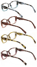 4-Pack Women’s Cat Eye Reading Glasses – Trendy Marbled Frame Readers Clear Lens