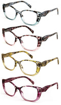 4-Pack Women’s Cat Eye Reading Glasses – Trendy Marbled Frame Readers Clear Lens
