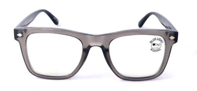 Men Square Blue Blocker Reading Glasses - AR Coating - Anti-Scratch Clear Reader