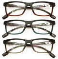 3-Pack Rectangular Reading Glasses for Men – with Mosaic Pattern Temples - Clear
