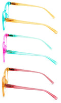 3 Pairs Women Translucent Pastel 2-Tones Reading Glasses Rhinestones Reader DR06 - Vision World