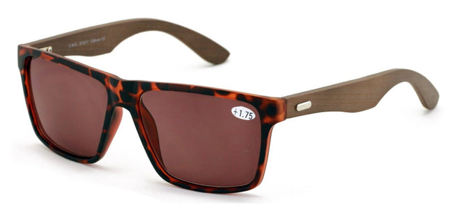 Men Genuine Bamboo Large Full Lens Sunglasses Reader Tinted Reading Glasses 145m