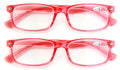 2 Pairs Blue Red Frame Rectangular Reading Glasses - Lightweight Simple Readers - Vision World
