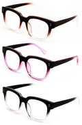 3 Pairs Women Bold Reading Glasses Comfortable Oversized Clear Lens Reader DR07 - Vision World