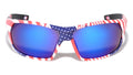 2 Pairs Men USA Patriotic Sport Wrap Around Sunglasses With Mirror Lens - UV400