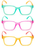 3 Pairs Women Translucent Pastel 2-Tones Reading Glasses Rhinestones Reader DR06 - Vision World