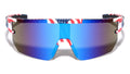 2 Pairs Men USA Patriotic Flag Sport One Piece Len Sunglasses Mirror - UV400