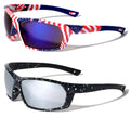2 Pairs Men USA Patriotic Sport Wrap Around Sunglasses With Mirror Lens - UV400
