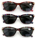 3 Pairs Women Bifocal Reading Sunglasses Reader Glasses Cateye Marble Gold Tint - Vision World