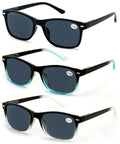 3 Pairs Rectangular Lightweight Reading Sunglasses Outdoor Readers Men Women - Vision World