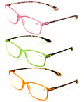 2 or 3 Pairs Rectangular Lightweight Flexible Temple Readers - Colorful Reading - Vision World