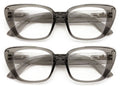 2 Pairs Women Oversize Transparent Reading Glasses - Spring Hinge Reader 7024