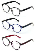 3 Pairs Transparent Round Marble Reading Glasses Lightweight Spring Hinge Reader - Vision World