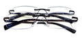 2 Pairs Premium Rimless Rectangular Anti-Blue Reading Glasses Clear Lens Reader