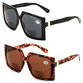 2 Pairs Square Oversize Women BIFOCAL Outdoor Reading Sunglasses Glasses