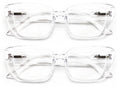 2 Pairs Women Oversize Transparent Reading Glasses - Spring Hinge Reader 7024
