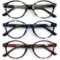 3 Pairs Transparent Round Marble Reading Glasses Lightweight Spring Hinge Reader - Vision World
