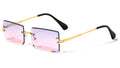 Rimless Rectangle Sunglasses Gold Metal Frame For Men Or Women Ultralight UV400