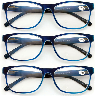 3 Pairs Matte Translucent Classic Reader - Spring Hinge - Unisex Reading Glasses - Vision World