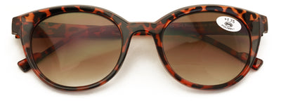 Women Round Progressive Bifocal Reading Sunglasses - No Line - Zero Power On top