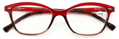 Women 2 Tone Cateye Clear Progressive Reading Glasses - Zero Power On Top Reader
