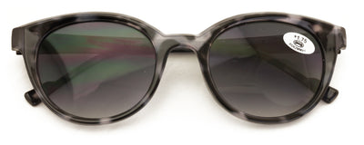 Women Round Progressive Bifocal Reading Sunglasses - No Line - Zero Power On top