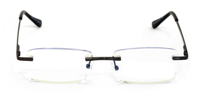 Slim Rimless lightweight metal anti blue light blocking UV reading glasses Clear