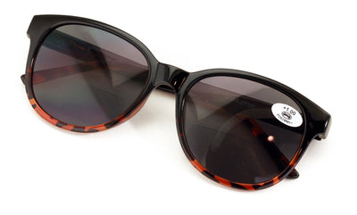 Women’s Bifocal 2-Tone Tortoise Reading Sunglasses – UV400 Tinted Lenses, Oval C
