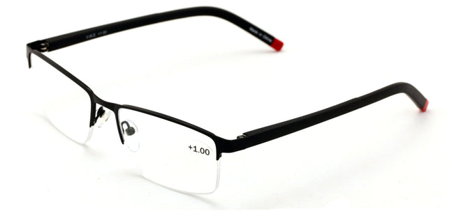 Men Half Rimless Rectangle Reading Glasses - Lightweight TR90 Optical Readers - Vision World