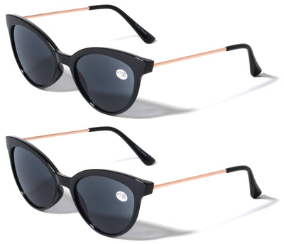 2 Pairs Women Outdoor Reading Sunglasses Full Tinted Reader Glasses Cateye