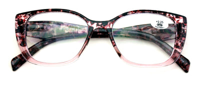 Women 2-tone bold marble print reading glasses - Spring Hinge Clear Lens Reader