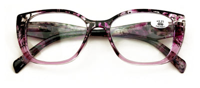Women 2-tone bold marble print reading glasses - Spring Hinge Clear Lens Reader
